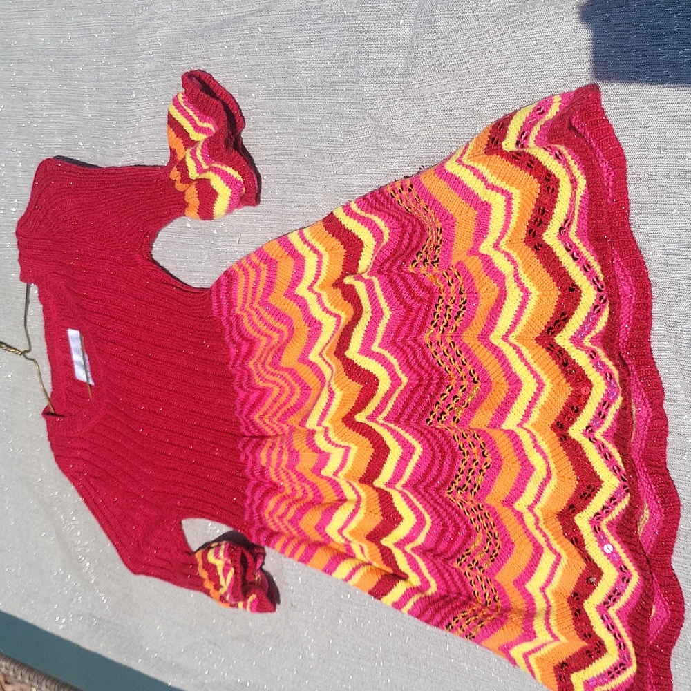 ❤️5for$25 Justice Red and Orange Ribbed Raglan Sleeve Dress